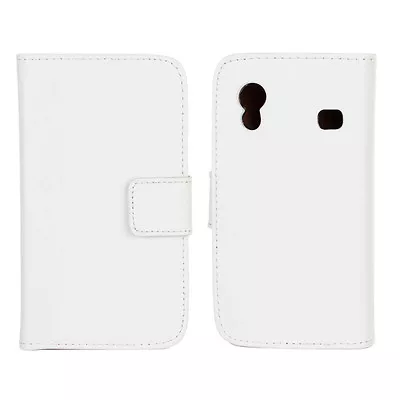 NEW WHITE LUXURY GENUINE LEATHER CASE For Samsung Galaxy Ace GT-S5830/GT-S5830i • £4.15