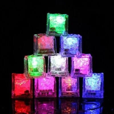 12x LED Ice Cubes Light Up Drinking Wedding Bar Party Decoration Flashing Light • £7.25