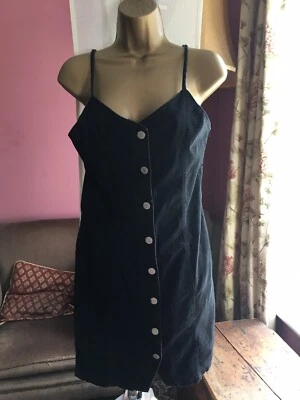 £3.99 • Buy New Look Denim Button Front Pinafore Dress. Size 12. Black. Stretch Cotton