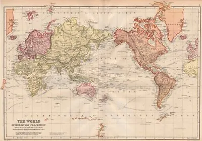 WORLD. Mercator's Projection. Ocean Currents & Shipping Routes. BLACKIE 1882 Map • £37