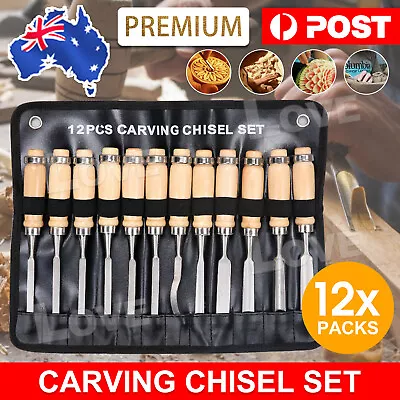 12x Wood Turning Lathe Chisel Set Woodworking Carving Woodturning Tool In AU • $19.85