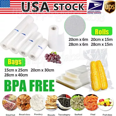 Vacuum Sealer Bags Rolls Embossed Food Saver Storage Package  4 Mil More Sizes • $33.98