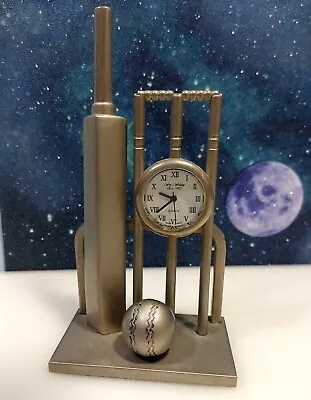 £16 • Buy Cricket Clock Miniature Theme William Widdop Silver Metal, Bat ,ball, Wickets
