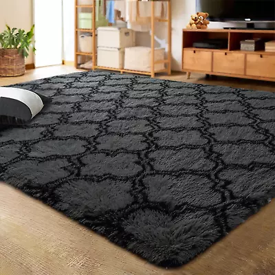 Luxury Shag Area Rug 4X6 Feet Geometric Plush Fluffy Rugs Extra Soft Carpet Mor • $41.99