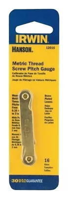 HANSON IRWIN Metric Thread Screw Pitch Gauge .35 Mm - 3 Mm 12016 16 Leaf NIP • $12.99