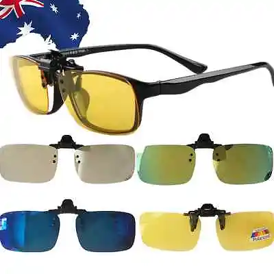 $6.48 • Buy Clip On Flip Up Sunglasses UV400 Night Vision Mirrored Glasses JGLAS74