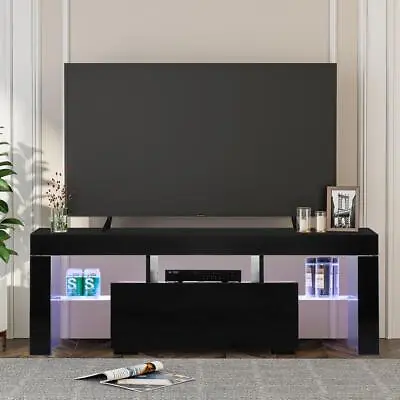 £54.99 • Buy Modern 130cm TV Stand Unit Cabinet LED Light Front High Gloss Clearance Sale