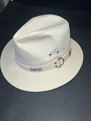 Vintage Sea World Canvas Safari Hat Off White- Size Medium • $9.99