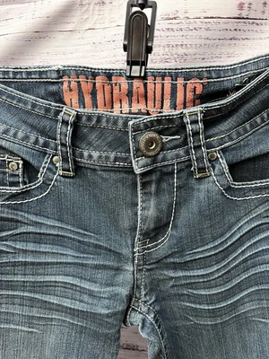 $24.95 • Buy Hydraulic Lola Slim Boot Flare Jeans  5/6 Medium Blue Mid Rise Pocket Flap