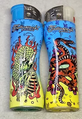 Lot-2 Rare Vintage TATTOOWORKS By Jeff Couillard Reflillable Lighter Dragon Art • $11.69