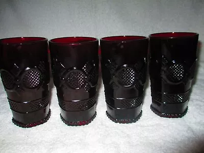 (4) Vintage Cape Cod Ruby Tall Beverage Glasses 5 1/2 Inches Tall • $17.49