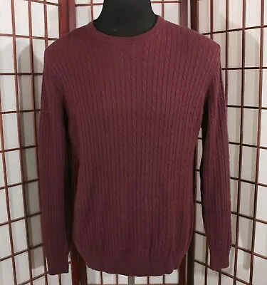 Enzo Mantovani Pullover Sweater XL Purple Cashmere Silk Blend Cable Rib Knit • $32.99