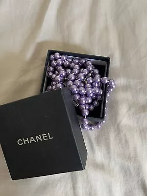 Chanel Necklace Faux Pearl Lilac Lavender Purple Long Wrap • $983.19