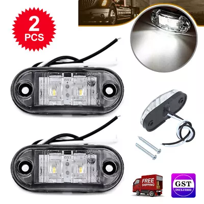 2X Cool White 12v LED Side Marker Clearance Lights Indicators Trailer Caravan RV • $12.29