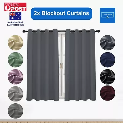 Blockout Curtains Blackout Eyelet 3 Layers Curtain Draperies Window Bedroom • $40.99