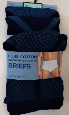 BNWT Mens MARKS AND SPENCERS Navy Mix Pure Cotton Briefs Size XL CG P16  • £7.99