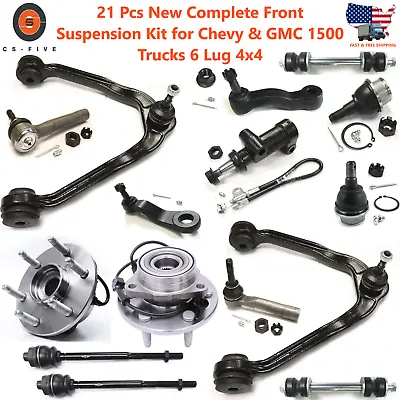 $349.99 • Buy 21 Pcs New Complete Front Suspension Kit For Chevy & GMC 1500 Trucks 6 Lug 4x4