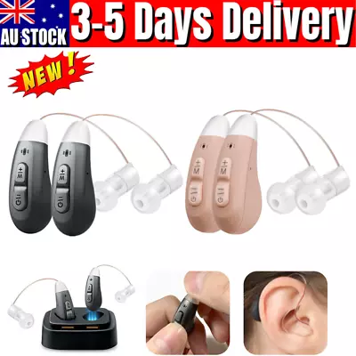 1 Pair Rechargeable Hearing Aids BTE Visible  Hearing Amplifier Sound Enhance  • $75.99