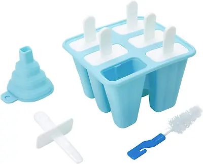 Silicone 6 Cavity Popsicle Ice Lolly Mould – Easy To Remove Ice Cream Mould • £6.99