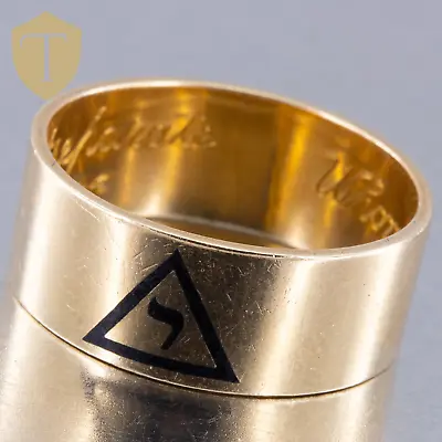 Mid-Century 14K Yellow Gold Men's Masonic Freemason Ring - Size 9 • $449.95