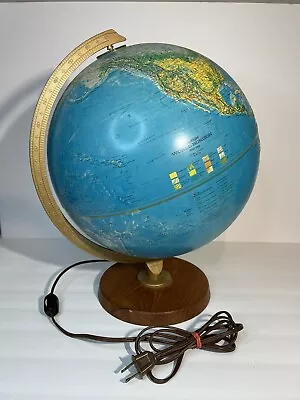 Vintage Replogle Lighted Globe 12  World Horizon Series Textured Rotating • $60