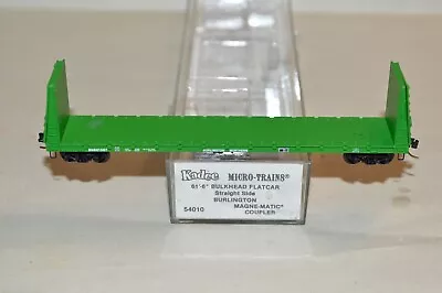 N Scale Micro-Trains Line Burlington Northern RR 61' Bulkhead Flat Car Train • $10.50