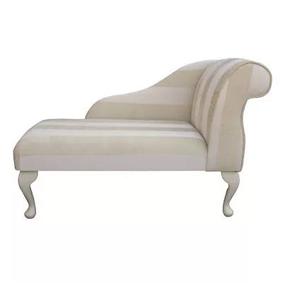 41  Small Chaise Lounge Sofa Bench Seat Chair Beige Fabric Queen Anne UK • £314.58