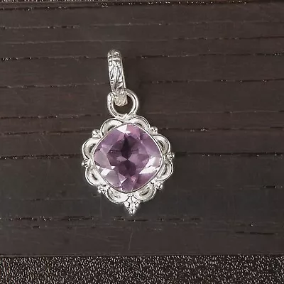 Natural Morganite Gemstone Pendant PINK 925 Sterling Silver Indian Jewelry • $13.95