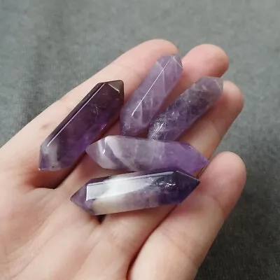 $3.79 • Buy 5pcs/lot Natural Double Terminated Carved Point Crystal Chakra Gemstone Wand