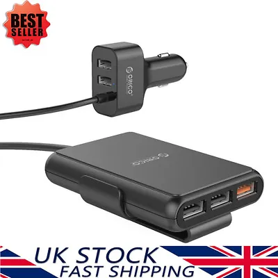 ORICO Fast Car Charger W/ A Quick Charge 3.0 & 4 USB Ports For Front & Back Seat • £14.49