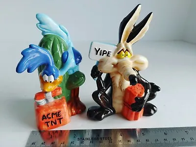 £17.68 • Buy VTG 1993 Looney Tunes Road Runner Wile E Coyote Salt Pepper Shakers AS IS #15144
