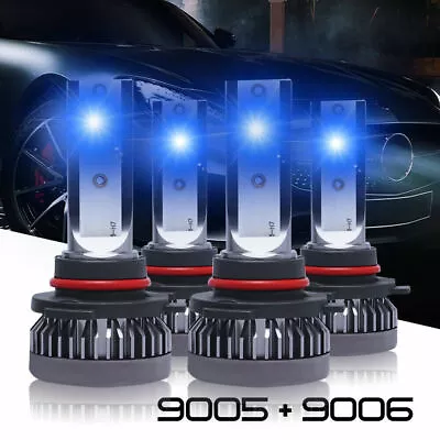 Combo 9005 9006 Iced Blue 8000K COB LED Headlight Kit Bulbs High Low Beam US • $14.44