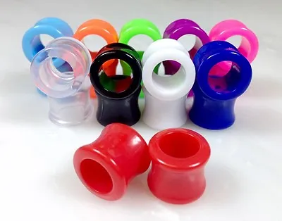 $6.99 • Buy PAIR Solid Color Ear Tunnels Plugs Gauges Earlets - 3mm Through 30mm Available