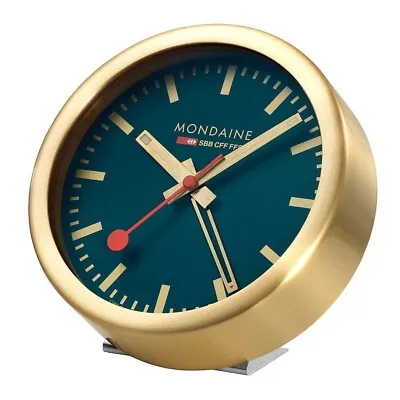 Mondaine A997.MCAL.46SBV Deep Ocean Blue 125mm Gold Case Alarm Clock • $216.75