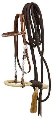 Western Horse Show Silver Bosal Bridle Headstall W/ 21' Yacht Rope Mecate Reins • $78.80