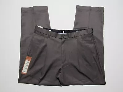 New Haggar Cool 18 Performance Classic Fit Pants 36x30 No Iron Golf Brown $65 • $26.95