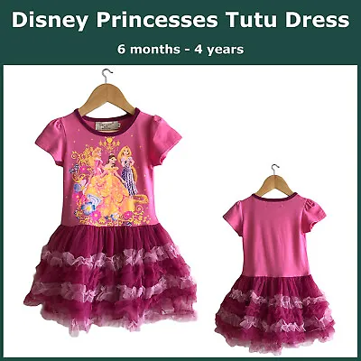 Samgami Disney Pink Baby Toddler Grils Princesses Tutu Dress Tiered Ruffle Skirt • $17.95