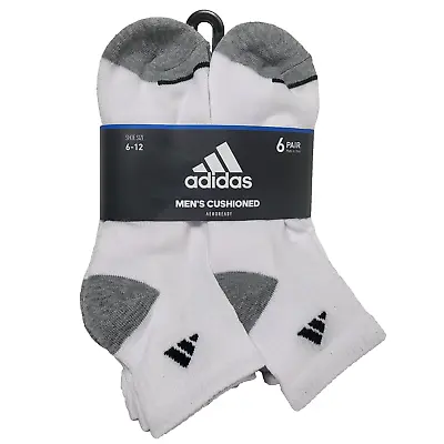 ADIDAS Aeroready Cushioned 6 Pair Quarter Men's Athletic Socks Size 6-12 • $9.99