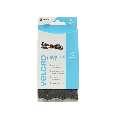 VELCRO® Brand One-Wrap Ties - Reusable - 12mm X 20cm - Multicoloured - Pack Of 5 • £3.99