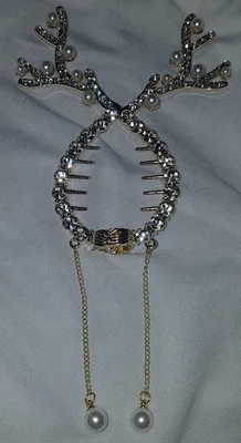 Sparkling Reindeer Claw Clip Strong Hold Grip Christmas Tassel Hair Accessory • £11.75