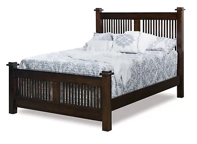 Amish Mission Arts And Crafts Post Slatted Bed Solid Wood King Queen Full Twin • $1899