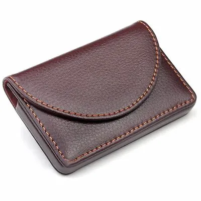 £6.98 • Buy Brown Pocket Leather Name Business Card ID Card Credit Card Holder Case Wallet
