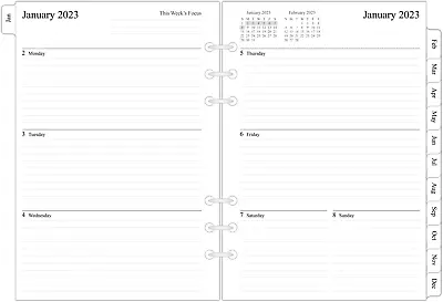 2024 Weekly & Monthly Planner Refill For A5 Ring Binder 5-1/2  X 8-1/4  6-Hole  • $18.99