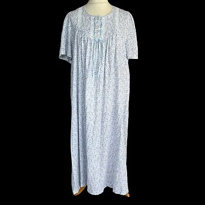 David Nieper Nightdress 100% Cotton Blue Floral Sz XL Extra Large VGC / B44 • £23.99