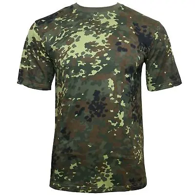 German Flecktarn Camouflage T-Shirt Camo Pattern Combat Army Tee 100% Cotton • $16.95