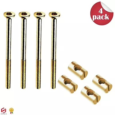 M6 Flat Socket Furniture Bolts Barrel Nuts Beds Cot 60mmx6mm 4pk UK Seller • £4.99