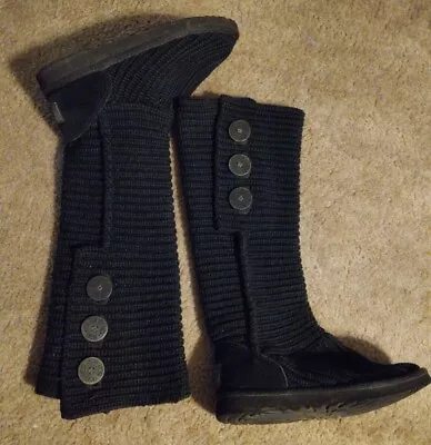 EUC Womens UGG Boots Black Size 7 Knee High Crochet. Excellent Condition • $20