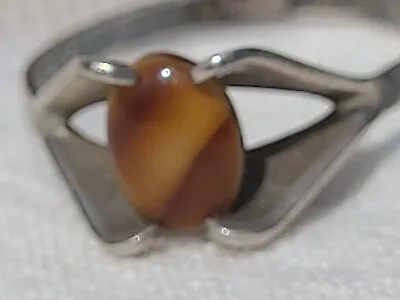 Estate Sterling Silver Ring With A UNKNOWN Gold/Brown Stone Size 8 US • $13.05