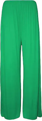 £7.99 • Buy Ladies Womens Elasticated Plazzo Flared Trousers Summer Lounge Pants Size 8-26