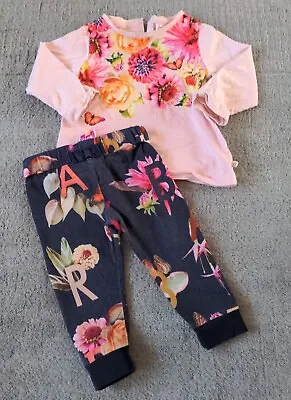 £6 • Buy TED BAKERl Baby Girls 9-12 Months Outfit 2 Piece Set. Floral Leggings Long Sleev